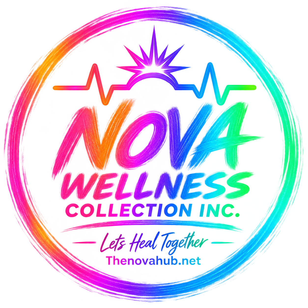 Official Nova Wellness Collection Inc. rainbow brushstroke logo